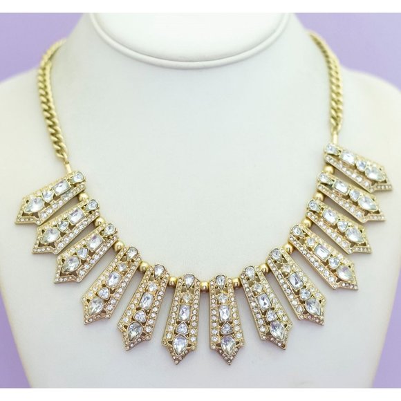 18 inch, Vintage Avant Garde Pointed Charms Elegant Bib Necklace by J Crew - Q33 - Picture 2 of 3